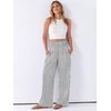 image:imageANRABESS Womens Striped Gingham Wide Leg Palazzo Pants with PocketsBlack White Stripe