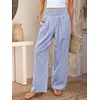 image:imageANRABESS Womens Striped Gingham Wide Leg Palazzo Pants with PocketsBlue White Plaid