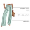 image:imageANRABESS Womens Striped Gingham Wide Leg Palazzo Pants with PocketsGreen White Plaid