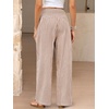 image:imageANRABESS Womens Striped Gingham Wide Leg Palazzo Pants with PocketsLight Brown White Plaid