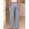 image:imageANRABESS Womens Striped Gingham Wide Leg Palazzo Pants with PocketsNavy Blue White Plaid