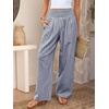 image:imageANRABESS Womens Striped Gingham Wide Leg Palazzo Pants with PocketsNavy Blue White Plaid