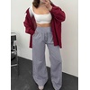 image:imageANRABESS Womens Striped Gingham Wide Leg Palazzo Pants with PocketsNavy Blue White Plaid