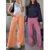 image:imageANRABESS Womens Striped Gingham Wide Leg Palazzo Pants with PocketsOrange White Plaid