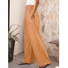 image:imageANRABESS Womens Striped Gingham Wide Leg Palazzo Pants with PocketsOrange White Plaid