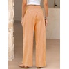 image:imageANRABESS Womens Striped Gingham Wide Leg Palazzo Pants with PocketsOrange White Plaid