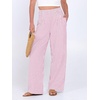 image:imageANRABESS Womens Striped Gingham Wide Leg Palazzo Pants with PocketsPink White Stripe