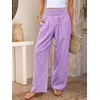 image:imageANRABESS Womens Striped Gingham Wide Leg Palazzo Pants with PocketsPurple White Plaid