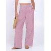 image:imageANRABESS Womens Striped Gingham Wide Leg Palazzo Pants with PocketsRed White Stripe