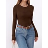 image:imageANRABESS Womens Tops Long Sleeve Shirts Built in BraBrown