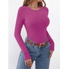 image:imageANRABESS Womens Tops Long Sleeve Shirts Built in BraHot Pink