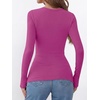 image:imageANRABESS Womens Tops Long Sleeve Shirts Built in BraHot Pink
