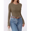 image:imageANRABESS Womens Tops Long Sleeve Shirts Built in BraOlive