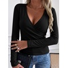 image:imageANRABESS Womens Tops Long Sleeve V Neck Fleece Thermal Fall ShirtsBlack