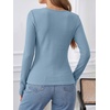 image:imageANRABESS Womens Tops Long Sleeve V Neck Fleece Thermal Fall ShirtsBlue