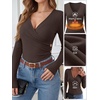 image:imageANRABESS Womens Tops Long Sleeve V Neck Fleece Thermal Fall ShirtsBrown