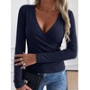 image:imageANRABESS Womens Tops Long Sleeve V Neck Fleece Thermal Fall ShirtsNavy Blue