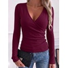 image:imageANRABESS Womens Tops Long Sleeve V Neck Fleece Thermal Fall ShirtsWine Red