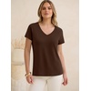 image:imageANRABESS Womens Tops Short Sleeve Summer T Shirts Basic TeeBrown