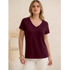 image:imageANRABESS Womens Tops Short Sleeve Summer T Shirts Basic TeeBurgundy