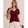 image:imageANRABESS Womens Tops Short Sleeve Summer T Shirts Basic TeeBurgundy