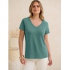 image:imageANRABESS Womens Tops Short Sleeve Summer T Shirts Basic TeeGray Green