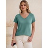 image:imageANRABESS Womens Tops Short Sleeve Summer T Shirts Basic TeeGray Green