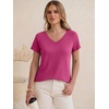 image:imageANRABESS Womens Tops Short Sleeve Summer T Shirts Basic TeeHot Pink