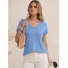 image:imageANRABESS Womens Tops Short Sleeve Summer T Shirts Basic TeeSky Blue