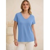 image:imageANRABESS Womens Tops Short Sleeve Summer T Shirts Basic TeeSky Blue
