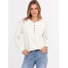 image:imageANRABESS Womens Waffle Knit Henley Top Long Sleeve ShirtsBeige