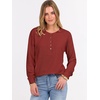 image:imageANRABESS Womens Waffle Knit Henley Top Long Sleeve ShirtsBirck Red