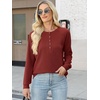 image:imageANRABESS Womens Waffle Knit Henley Top Long Sleeve ShirtsBirck Red