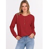 image:imageANRABESS Womens Waffle Knit Henley Top Long Sleeve ShirtsBright Red