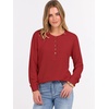 image:imageANRABESS Womens Waffle Knit Henley Top Long Sleeve ShirtsBright Red