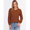 image:imageANRABESS Womens Waffle Knit Henley Top Long Sleeve ShirtsBurnt Orange
