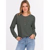 image:imageANRABESS Womens Waffle Knit Henley Top Long Sleeve ShirtsDeep Army Green