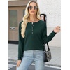 image:imageANRABESS Womens Waffle Knit Henley Top Long Sleeve ShirtsDeep Green