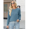 image:imageANRABESS Womens Waffle Knit Henley Top Long Sleeve ShirtsDusty Blue