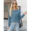 image:imageANRABESS Womens Waffle Knit Henley Top Long Sleeve ShirtsDusty Blue