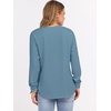 image:imageANRABESS Womens Waffle Knit Henley Top Long Sleeve ShirtsDusty Blue
