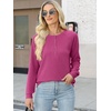 image:imageANRABESS Womens Waffle Knit Henley Top Long Sleeve ShirtsHot Pink