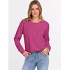 image:imageANRABESS Womens Waffle Knit Henley Top Long Sleeve ShirtsHot Pink