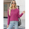 image:imageANRABESS Womens Waffle Knit Henley Top Long Sleeve ShirtsHot Pink