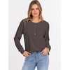 image:imageANRABESS Womens Waffle Knit Henley Top Long Sleeve ShirtsLight Brown