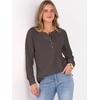 image:imageANRABESS Womens Waffle Knit Henley Top Long Sleeve ShirtsLight Brown