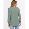 image:imageANRABESS Womens Waffle Knit Henley Top Long Sleeve ShirtsLight Green