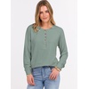 image:imageANRABESS Womens Waffle Knit Henley Top Long Sleeve ShirtsLight Green