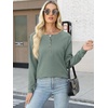 image:imageANRABESS Womens Waffle Knit Henley Top Long Sleeve ShirtsLight Green