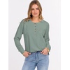 image:imageANRABESS Womens Waffle Knit Henley Top Long Sleeve ShirtsLight Green